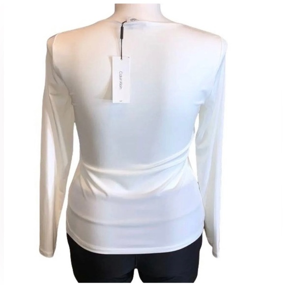 NWT Calvin Klein Women's Embellished Neck Top White Size Medium - Picture 3 of 3